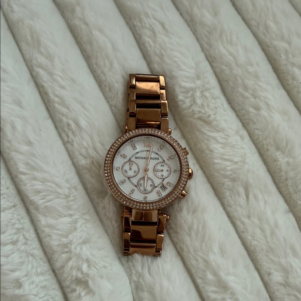Michael Kors Rose Gold and White Women's Watch